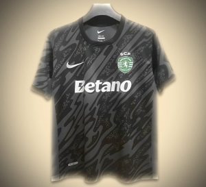 Sporting CP Goalkeeper Black 2024-2025 Soccer Jersey Front View