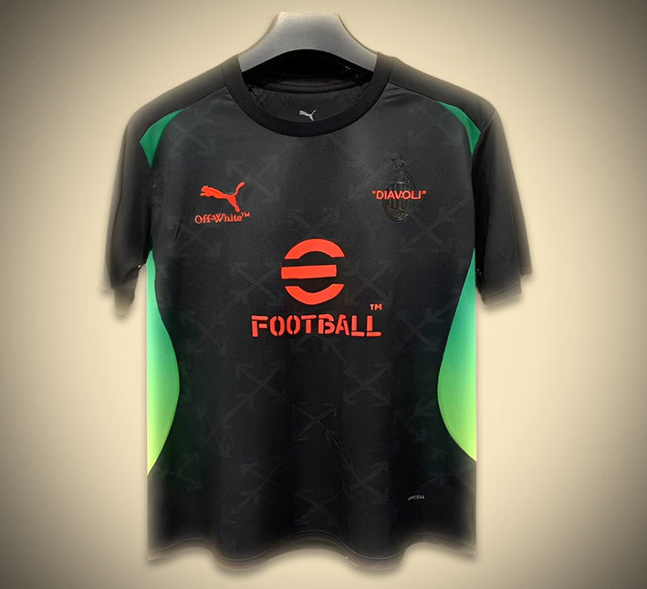 maillot-de-football-concept-ac-milan-edition-off-white-coloris-noir-et-gris-saison-2025-2026 Concept AC Milan Off White edition soccer jersey black and gray colorway 2025 2026 season