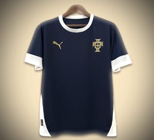 Portugal Navy Blue Training Soccer Jersey 2024-2025 front view