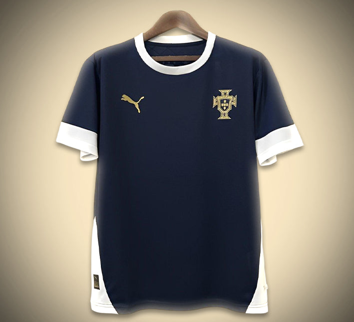 Portugal Navy Blue Training Soccer Jersey 2024-2025 front view