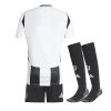 Juventus home youth set 2024 2025 season black and white jersey and shorts