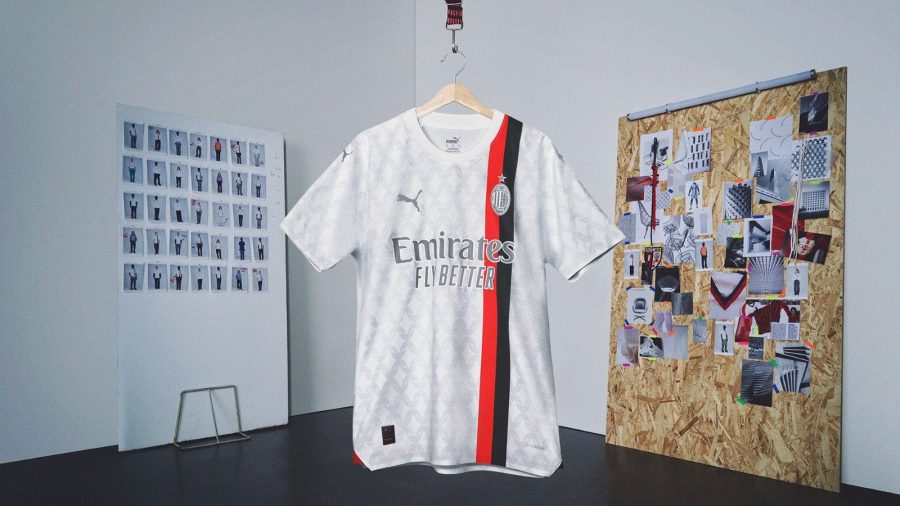 jersey-football-ac-milan-exterieur-rouge-noir-equipement-supporter AC Milan away soccer jersey red black supporter gear