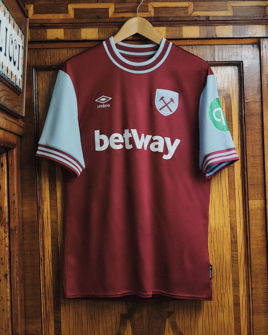 West Ham United burgundy home soccer jersey