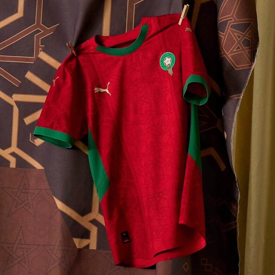 maillot-domicile-equipe-du-maroc-saison-deux-mille-vingt-quatre-deux-mille-vingt-cinq-rouge-et-vert Morocco Home Jersey Season Two Thousand Twenty Four Two Thousand Twenty Five Red and Green