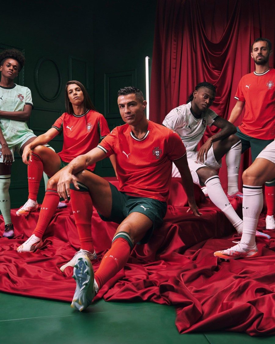 Portugal home jersey season two thousand twenty five red and green