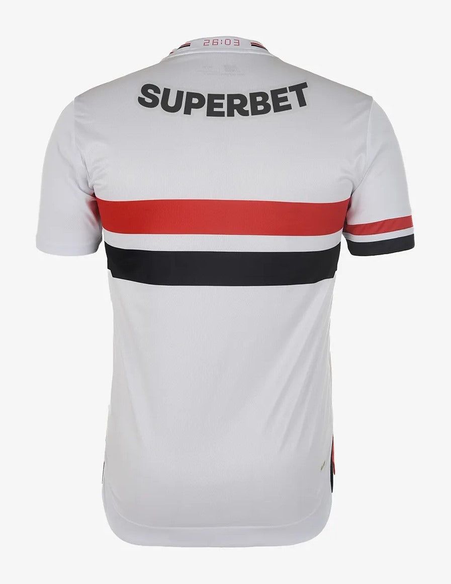 maillot-domicile-sao-paulo-fc-saison-2025-jersey-officiel-blanc-rouge-noir Sao Paulo FC home jersey 2025 season official white red black soccer jersey