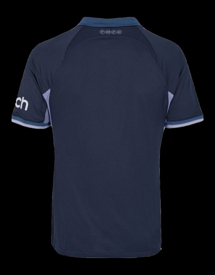 Tottenham Hotspur away jersey season two thousand twenty three two thousand twenty four white and navy blue