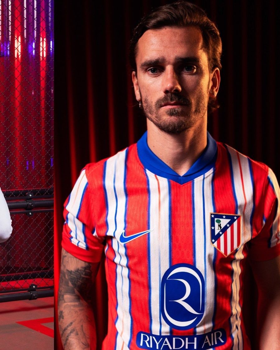 Official Atletico Madrid Home Jersey with Club Crest and Red Stripes