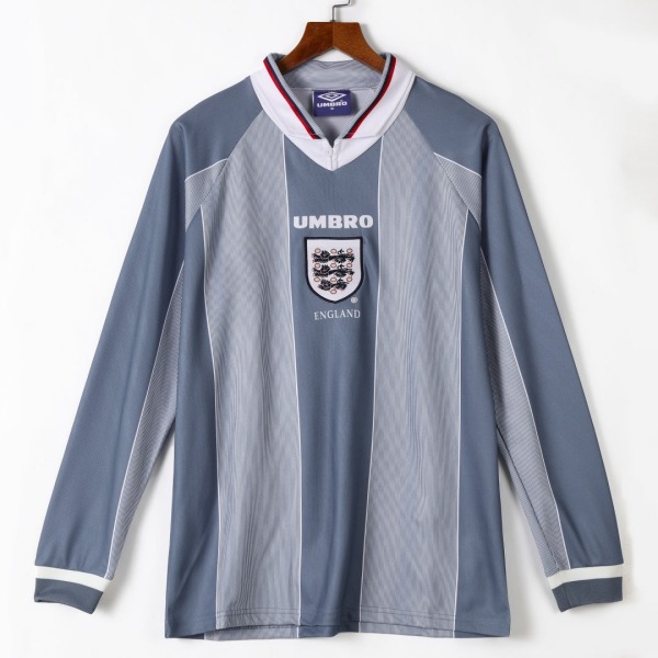England Away Soccer Jersey 1996 Retro Long Sleeve