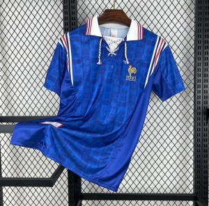 4a3198f9a9d162928a41ba25fa29fa29.jpg France Home Retro 1996 Soccer Jersey