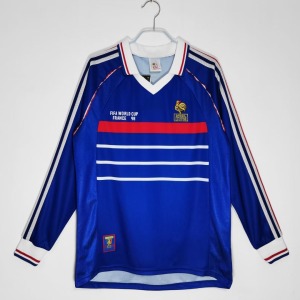 7b3f5087659037eca0bf372f3852cc21.jpg France Home Retro Soccer Jersey 1998 Long Sleeve