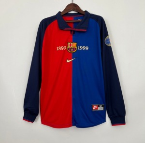 FC Barcelona 1999/00 Home Long Sleeve Soccer Jersey