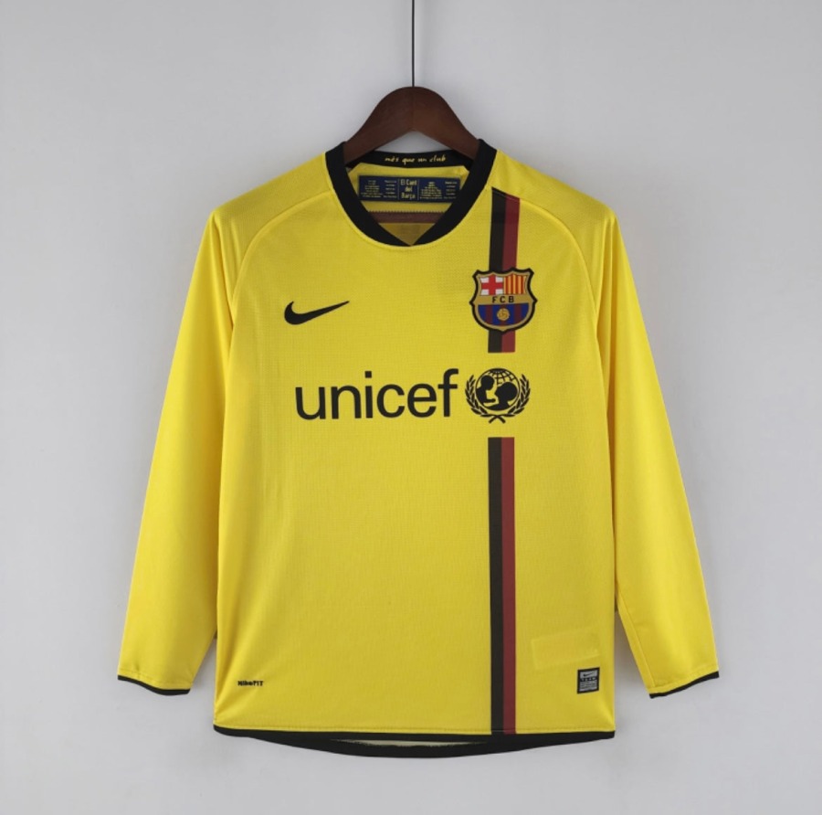 FC Barcelona 2008/09 Away Long Sleeve Soccer Jersey