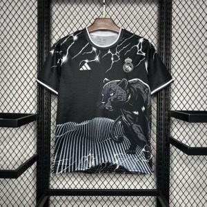 Real Madrid Black & Gray Panther Soccer Jersey 2024/25