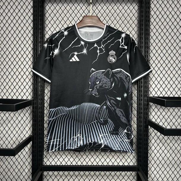 Real Madrid Black & Gray Panther Soccer Jersey 2024/25
