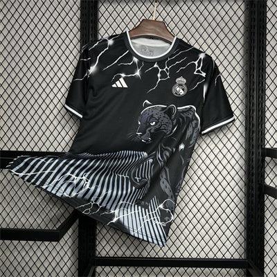 Real Madrid Black & Gray Panther Soccer Jersey 2024/25