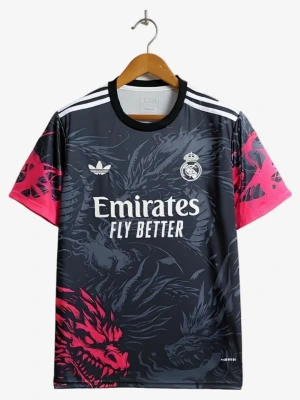 maillot-concept-real-madrid-edition-dragon-rougenoir-2024-2025 studio v12 Concept Jerseys Real Madrid Dragon Red-Black Edition 2024-2025