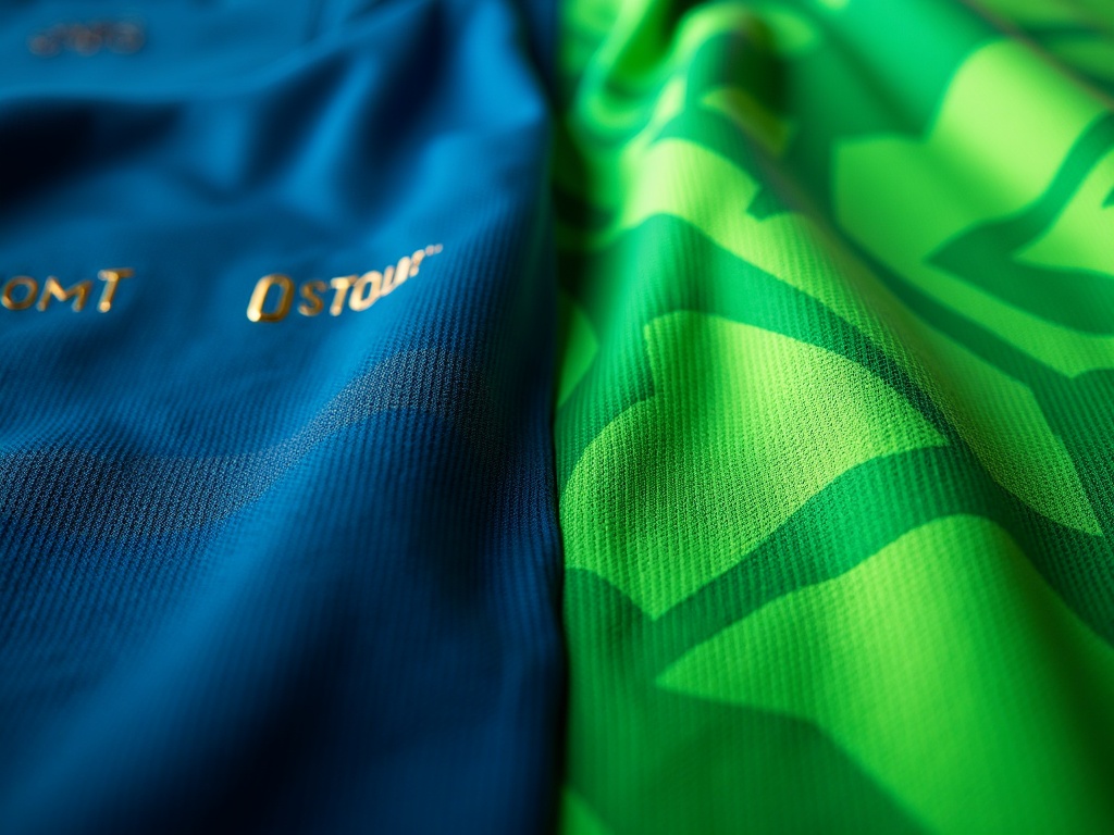 Blue home jersey compared to neon green away football jersey 2026